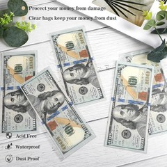 100Pcs Cake Money Box Transparent Bag Clear Paper Money Currency Sleeves Self…