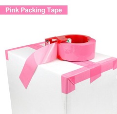 Pink Packing Tape with Dispenser, 2.4 Mil 1.88 Inch x 110 Yards, 2 Refills Ro…