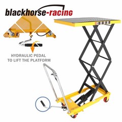330 lbs Hydraulic Lift Table Cart Manual Double Scissor Lift Table 50″