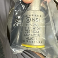 NSI PTS-750 Yellow Die 750 MCM AL9CU Solid Pin Terminal -Box Of 3