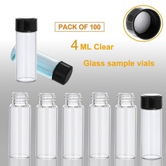 4ml Clear Glass Vials w/ Screw Caps Small Liquid Sample 1 Dram Sample Vial 100x
