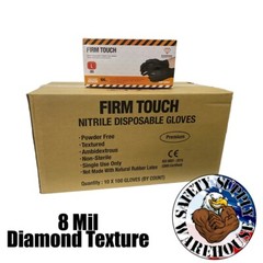 Firm Touch Black Nitrile Disposable Gloves 8 Mil Diamond Grip – 1,000 gloves