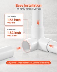 VEVOR 3-Way PVC Fittings 10-Pack PVC Pipe Joints Elbow Connector for 1″ PVC Pipe