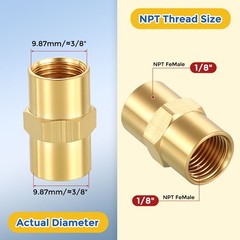 8 Pack Brass Pipe to 1/8″ FeMale NPT Fittings, 1/8″ FeMale NPT Reducer