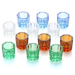12PCS Dental Dappen Dish Crystal Acrylic Liquid / Powder Cup Nail Art Bowl
