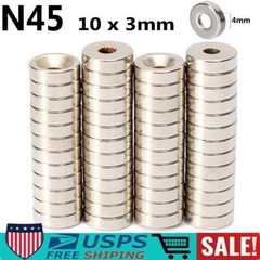 10 50Pcs Strong Countersunk Ring Magnets 10 x 3mm Hole 4mm Rare Earth Neodymium