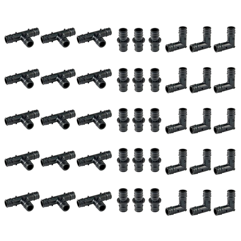 EFIELD 45 PCS Pex A Poly Expansion Fittings 3/4″ Combo: Elbow Coupler Tee (15/Ea