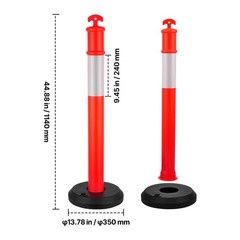 Uimoso Set of 9 Traffic Delineator Posts with Fillable Bases, 48 Inches Tall