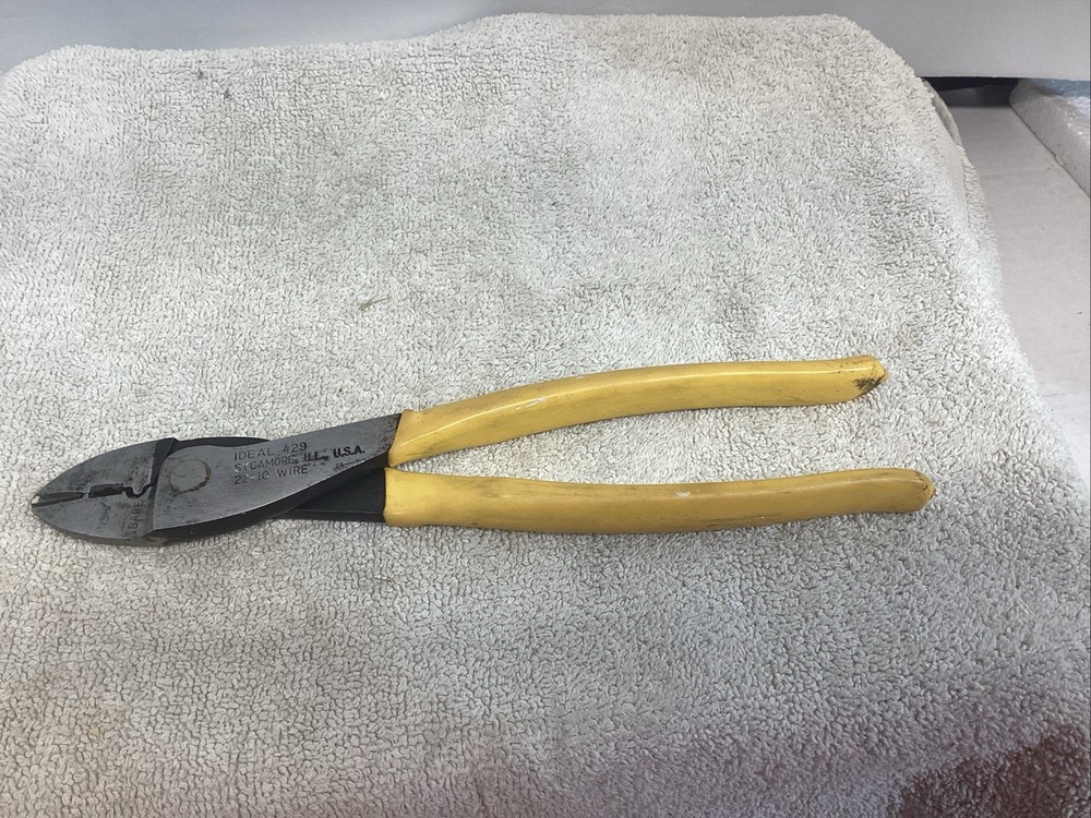 Ideal Tool #429 Hand Crimper 22-10 Wire Crimping Tool – USA – Yellow Handle