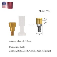 Dental Zest Locator Attachment Abutment for Zimmer ZimVie 3.5mm Implant platform
