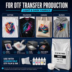11 LB DTF Powder White Bulk Hot Melt Sublimation DTF Transfer Film Powder 5kg