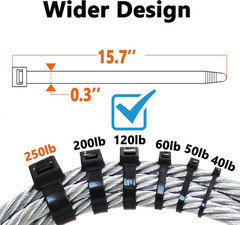 120Lb Zip Ties Heavy Duty 15 Inch 100Pcs, Large Black Cable Tie Actual 15.7 In,