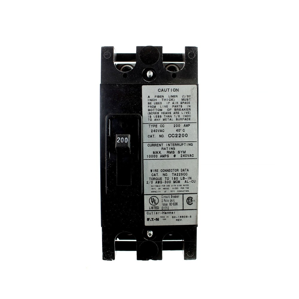 Cutler-Hammer Circuit Breaker Main CC 2P200A CCV2200