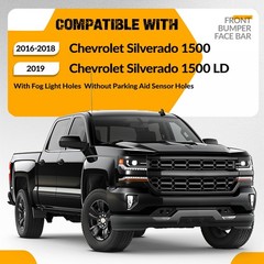 Front Bumper w/ Fog Light Holes Steel Black 2016-2019 Silverado 1500 LD 84029813