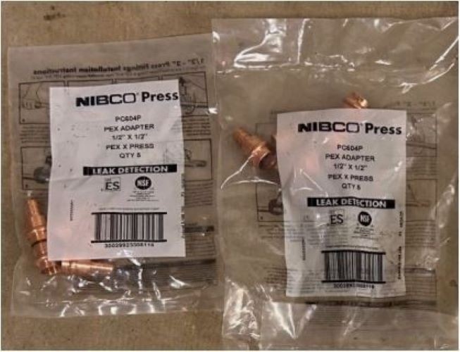 Ten (10) Nibco 1/2″ X 1/2″ Copper / Pex Press Adapter w/Leak Detect _ PC604P
