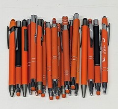 20ct Lot Misprint Metal Retractable Click Pens: ORANGE Tangerine/Tiger/Merigold