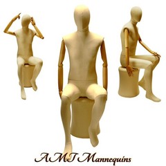 Handmade Male Men Sitting Flexible Posable Mannequin (Pay Pedastal Seperately )