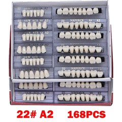 168PC Acrylic Resin Denture #22 Dental Upper Lower Shade A2 Teeth Set 22# A2 US