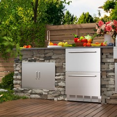 VEVOR 24 Inches Drawer Refrigerator Stainless Steel Dual Drawer Fridge for Home