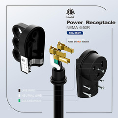 Nema 6-50R 50Amp 250V Female Welder Receptacle, 50A 250V Welder 3-Prong Female,