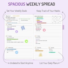 Undated Weekly Planner for 2025, Forvencer Simplified A5-Weekly, Black