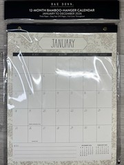 2026 Bamboo Hanger Calendar RAE DUNN 12 Months Brown Flowers Design LARGE
