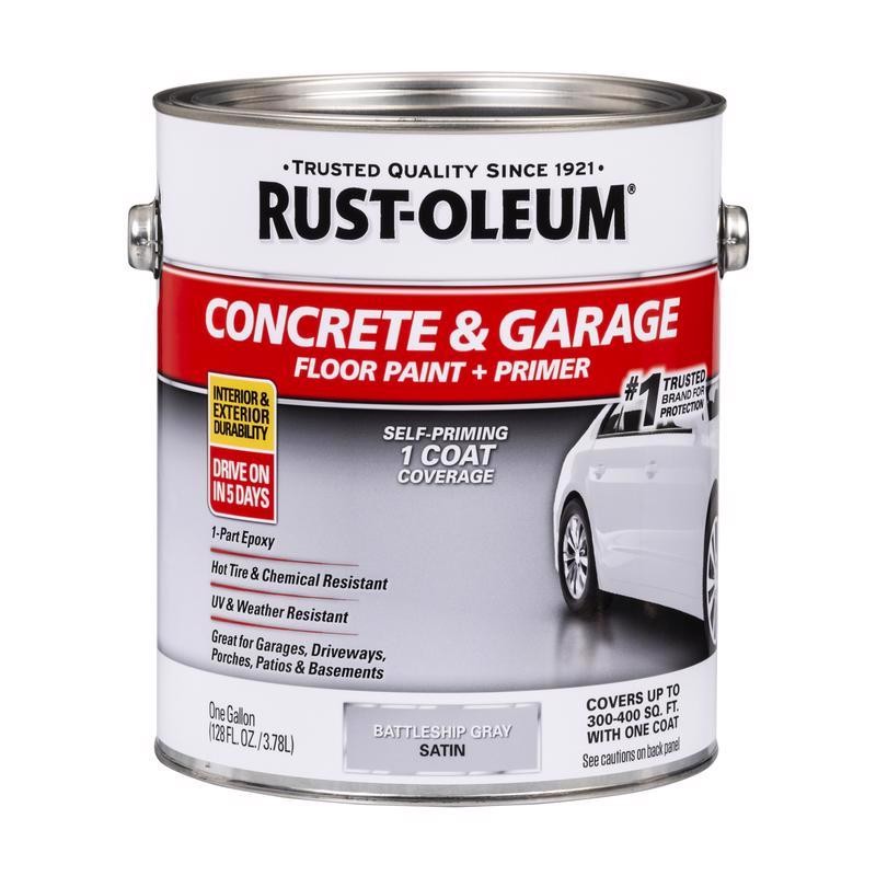 Rust-Oleum 225380 1-Gal Battleship Gray Satin Concrete Floor Paint – 2-Pack