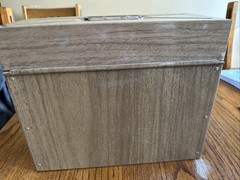 VTG Metal File Box & Key Lock Excelsior USA 12×5.5×10 Wood Grain Steel