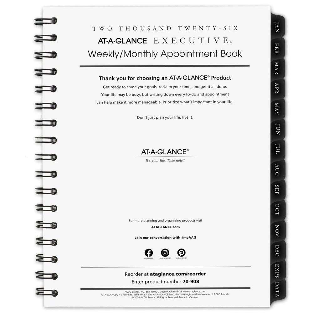 2026 Weekly Monthly Appointment Book Refill 6-1/2″ x 8-3/4″ Medium Executive …