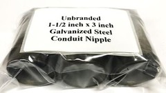 Unbranded 1-1/2 inch x 3 inch Galvanized Steel Conduit Nipple [Lot of 3] NOS