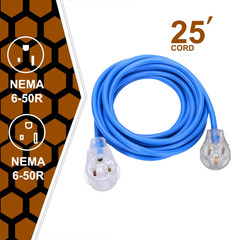 Welder Extension Cord, Heavy Duty 25 Feet 6-50 Nema R Plug Welding Cord with ETL