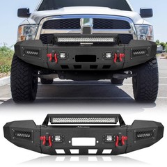 Front Bumper 2019-2024 2500 3500 Winch Plate LED Lights D-Rings Offroad Black