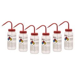 6PK Acetone Wash Bottle, 500ml – Wide Mouth, Pre-Labeled – LDPE – Eisco Labs
