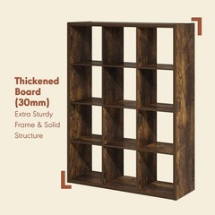 Furinno CUBICLE Vintage Vinyl Record Media Storage Organizer 12-Cube Amber Pine