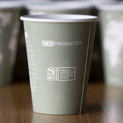 Compostable Disposable World Art 12Oz Large Coffee Cups, Case of 1000, Renewable