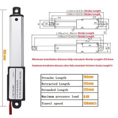 Electric Mini Micro Linear Actuator 12V 4″ 100mm 6.4N/1.4lbs 150mm/s Fast Speed