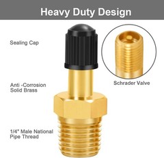 1/4″ NPT Tank Valve, Anti-Corrosion Brass Schrader Valve with 1/4″ Male NPT,U…
