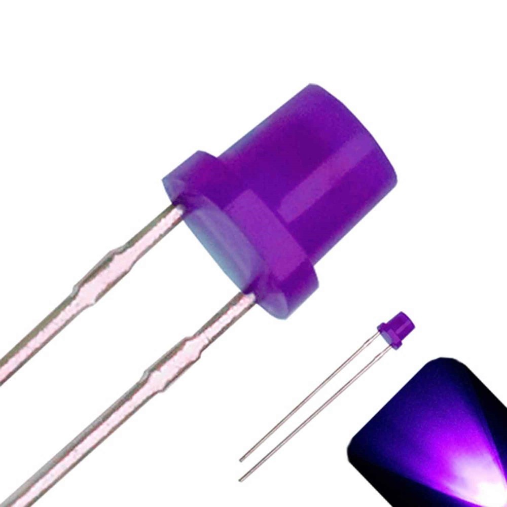 20 x LED 3mm UV / Purple Diffused Ultra Bright Flat Top Wide Angle LEDs Light