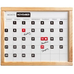 Double-Sided Magnetic Numbers and Months size 0.55″x0.55″, Black-red