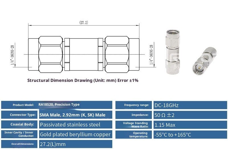 SMA-2.92mm Adapter Connector (JJ/KK/JK/KJ), DC-18GHz Connector Adapter