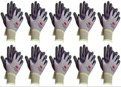 3M Micro Foam Nitrile Grip Coated Nylon Shell Protective Work Gloves 10Pack Grey