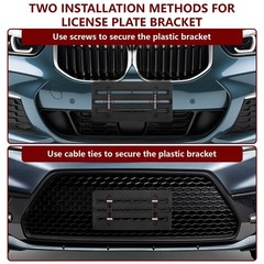 Universal License Plate Mounting Kit,No Drill Front & Rear Bracket Holder wit…