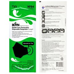 10 Pcs BOTN KF94 BLACK Protective Face Mask Adult Made in Korea KFDA Approved