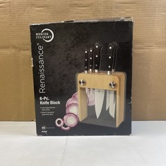 Mercer Culinary Renaissance® 6-Piece Knife Set w/ Tempered Glass Wooden Base