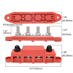 3/8″ / 250A 4 Stud Busbar Bus Bar Power Distribution Terminal Block Red&Black