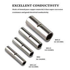 10 Pcs Non Insulated Butt Connectors, AWG# 4 Non-Insulated