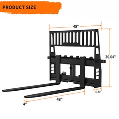 48″ Skid Steer Pallet Fork Attachment with Heavy-Duty Blades 4500lbs Capacity US