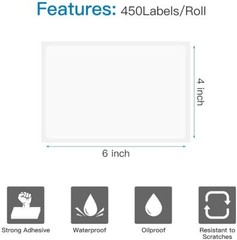 Direct Thermal 4×6 450/per roll 1800 Labels 4 Rolls Shipping Zebra Eltron etc.