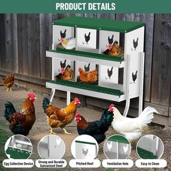 Chicken Nesting Box 10 Compartment Metal Easy Collection & Easy Cleaning W/ Legs