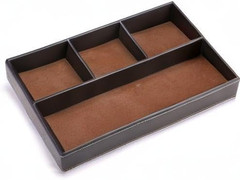 4 Slots Desk Drawer Organizer, PU Leather Drawer Storage Organizer Divider for O